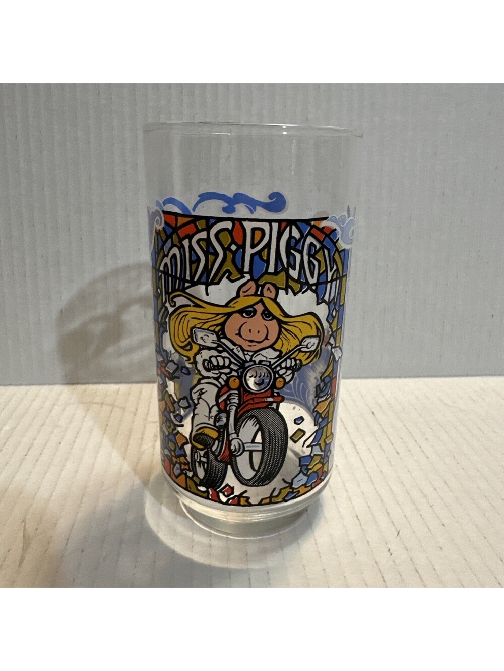 Vintage 1981 Motorcycle Miss Piggy McDonald’s Glass The Great Muppet Caper